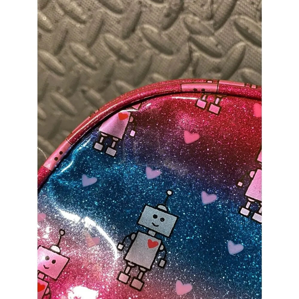 Kids Robot Glitter Cosmetic Bag - Pink & Blue